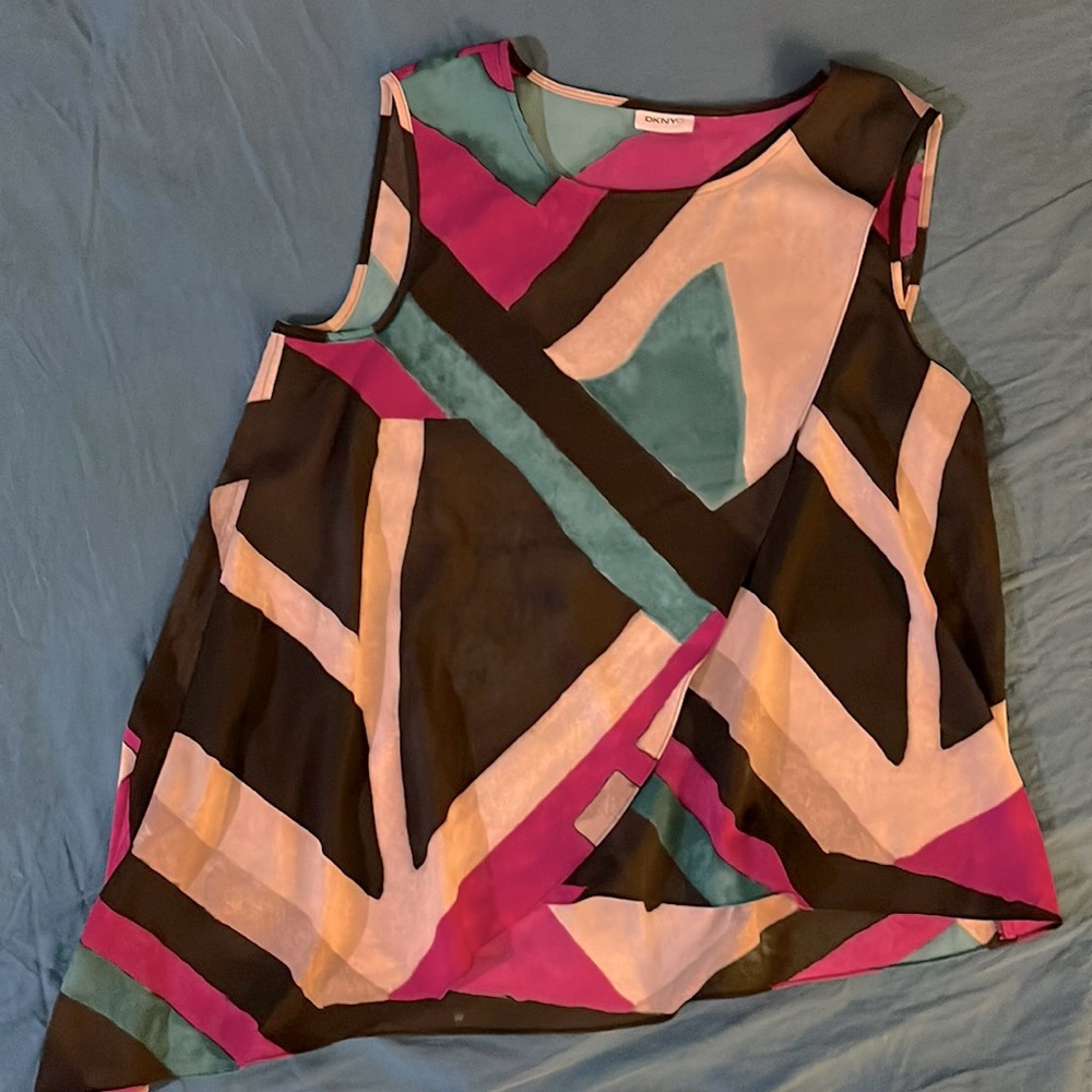 DKNY Slightly sheer sleeveless blouse size M
